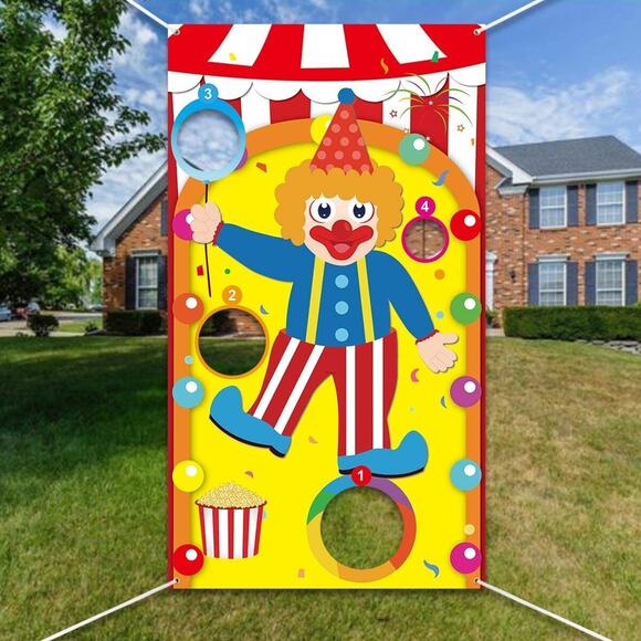 Circus Party Clown Toss Games with 3 Bean Bags, Fun Carnival Game for Kids Adult - Picture 6 of 10